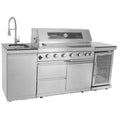 Outdoor Kitchen Island 85" 6-Burner 85000 BTU Deluxe Modular BBQ Island - Grill Islands W/Wine Cooler, Built in Combo outside Island + Rotisserie & Granite Top Outdoor Grill