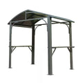8 Ft. X 5 Ft. Arc Roof Gray Outdoor Grill Fixed Gazebos BBQ Gazebo Grill Tent for Patio Garden Backyard