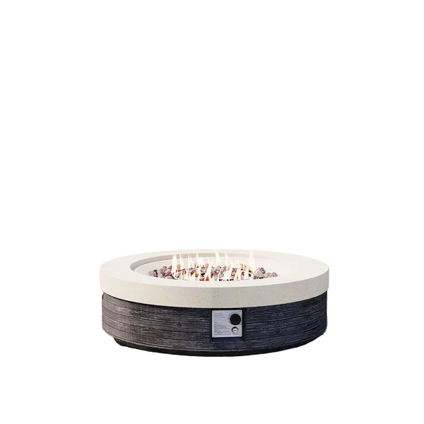 42" Outdoor Propane Fire Pit Table round Gas Fire Pit Table with Concrete & Wood Grain Design, 50000BTU Electronic Ignition Fire Tables for Patio, Backyard, Garden Heating